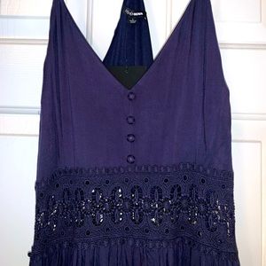 Navy Maxi dress with halter top style. Size Large, brand new condition w/ tags